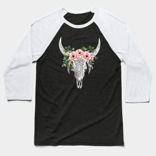 Cow skull floral 3 Baseball T-Shirt